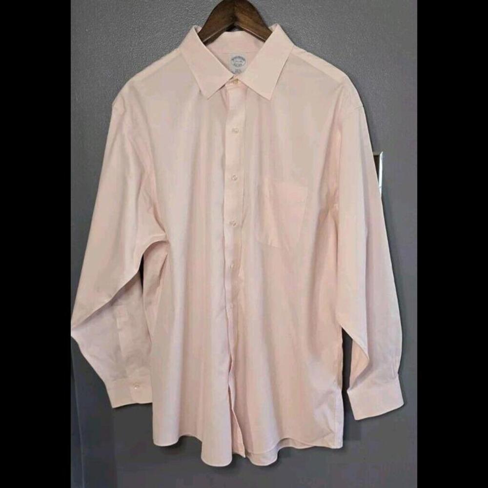 Brooks Brothers Men’s Pink Dress Shirt 17.5 1/2 34 Slim Fit Non-Iron Long Sleeve